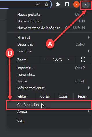 configuración en google chrome