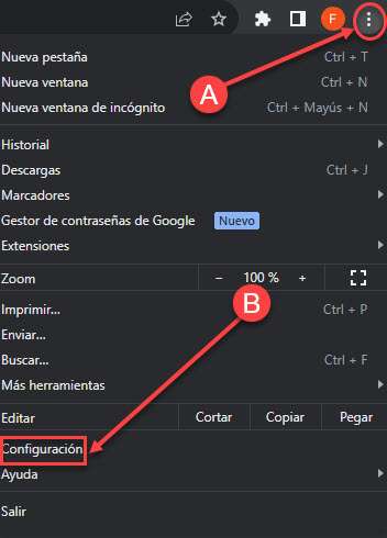 Configuración en Google Chrome