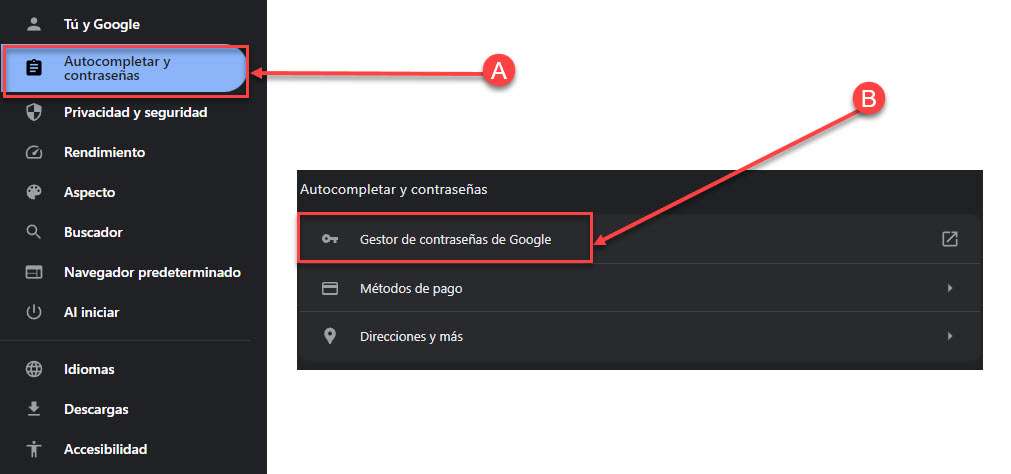 Gestor contraseñas Google Chrome