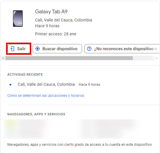 Salir de la cuenta de google