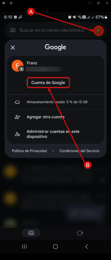 gmail ver cuentas de google